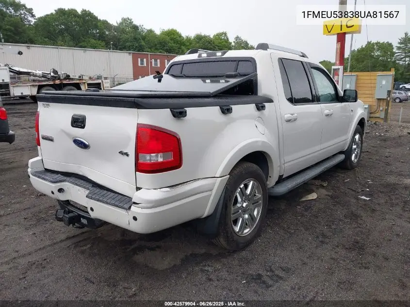 2008 Ford Explorer Sport Trac Limited VIN: 1FMEU53838UA81567 Lot: 42579904