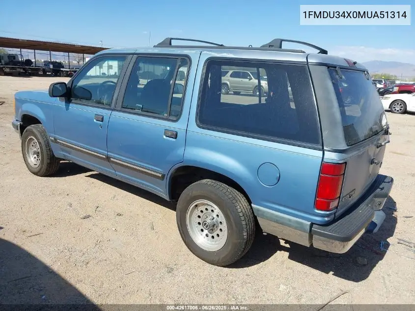 1991 Ford Explorer VIN: 1FMDU34X0MUA51314 Lot: 42617006