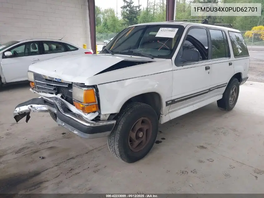 1993 Ford Explorer VIN: 1FMDU34X0PUD62701 Lot: 42233089