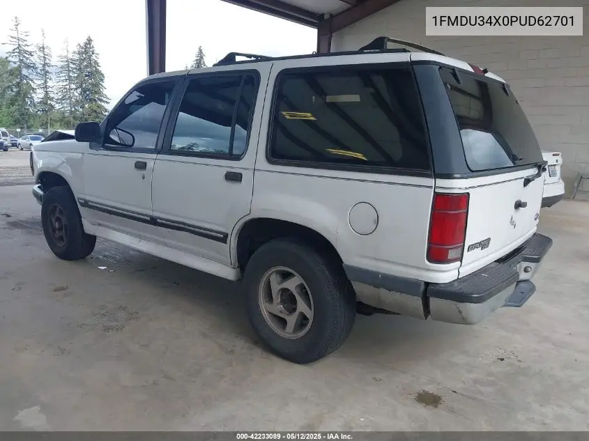1993 Ford Explorer VIN: 1FMDU34X0PUD62701 Lot: 42233089