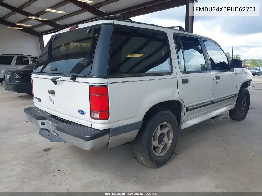 1993 Ford Explorer VIN: 1FMDU34X0PUD62701 Lot: 42233089
