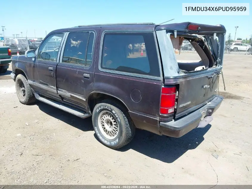1993 Ford Explorer VIN: 1FMDU34X6PUD95959 Lot: 42336264