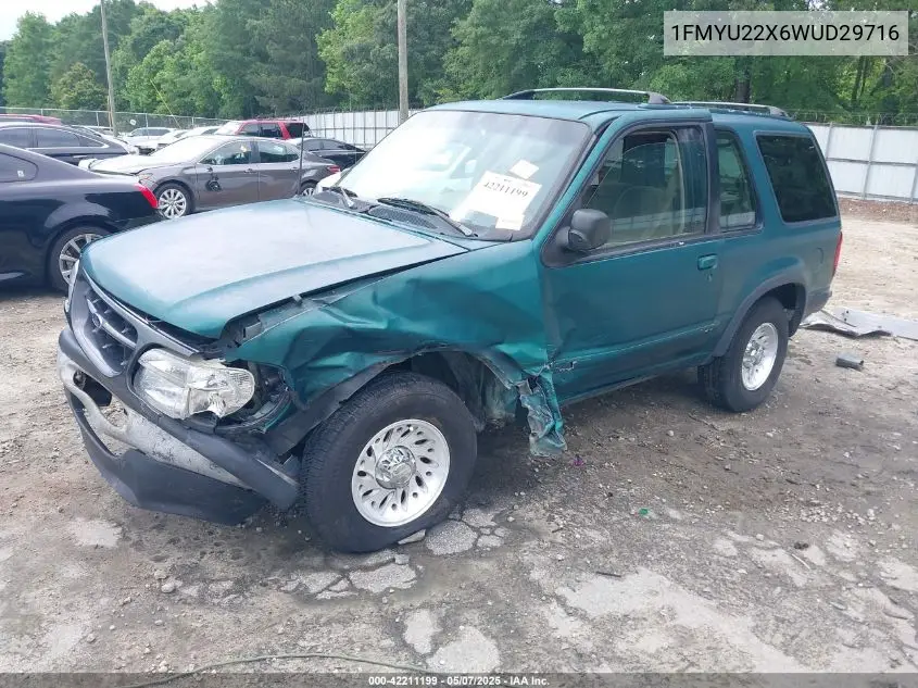 1998 Ford Explorer Sport VIN: 1FMYU22X6WUD29716 Lot: 42211199