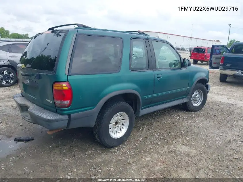 1998 Ford Explorer Sport VIN: 1FMYU22X6WUD29716 Lot: 42211199