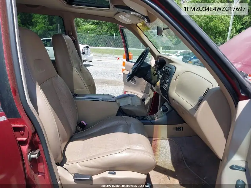 1998 Ford Explorer Eddie Bauer/Limited/Xl/Xlt VIN: 1FMZU34E4WZC17697 Lot: 42215382