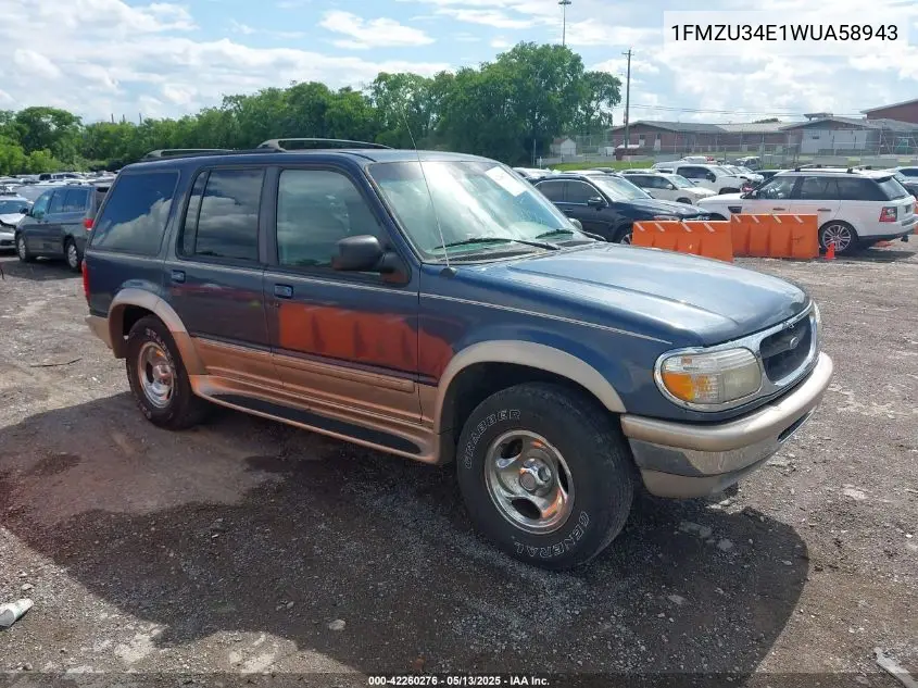 1998 Ford Explorer Eddie Bauer/Limited/Xl/Xlt VIN: 1FMZU34E1WUA58943 Lot: 42260276