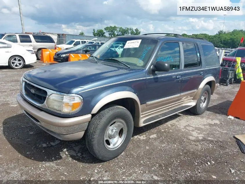 1998 Ford Explorer Eddie Bauer/Limited/Xl/Xlt VIN: 1FMZU34E1WUA58943 Lot: 42260276