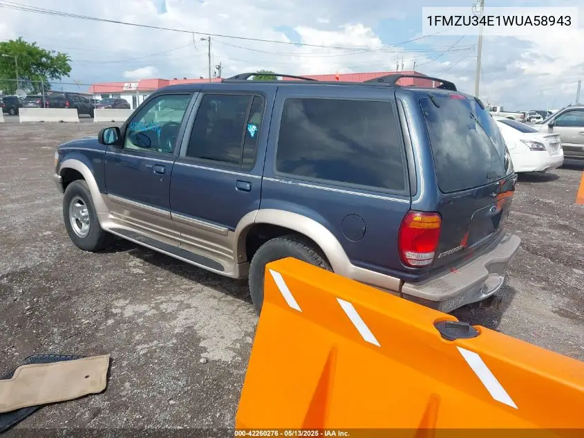 1998 Ford Explorer Eddie Bauer/Limited/Xl/Xlt VIN: 1FMZU34E1WUA58943 Lot: 42260276
