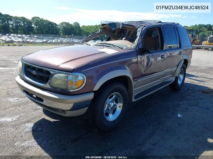1998 Ford Explorer VIN: 01FMZU34EWJC48524 Lot: 42526569