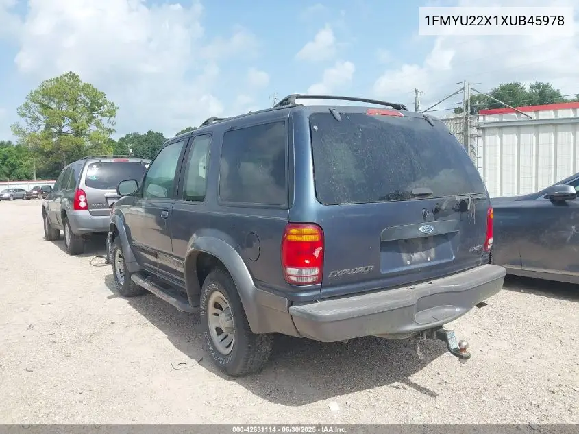 1999 Ford Explorer Sport VIN: 1FMYU22X1XUB45978 Lot: 42631114
