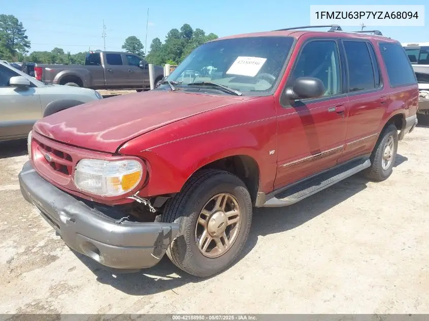 2000 Ford Explorer Xlt VIN: 1FMZU63P7YZA68094 Lot: 42188950