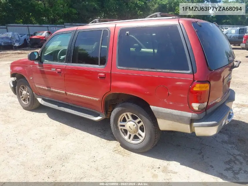 2000 Ford Explorer Xlt VIN: 1FMZU63P7YZA68094 Lot: 42188950