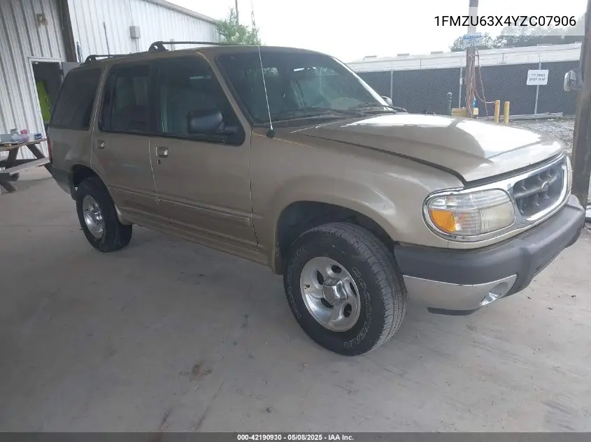 2000 Ford Explorer Xlt VIN: 1FMZU63X4YZC07906 Lot: 42190930