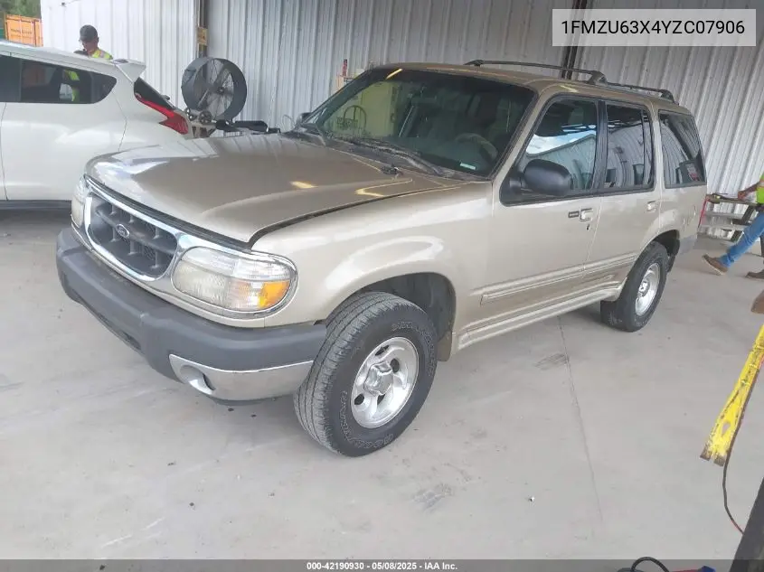 2000 Ford Explorer Xlt VIN: 1FMZU63X4YZC07906 Lot: 42190930