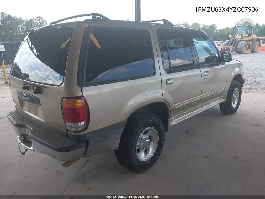 2000 Ford Explorer Xlt VIN: 1FMZU63X4YZC07906 Lot: 42190930