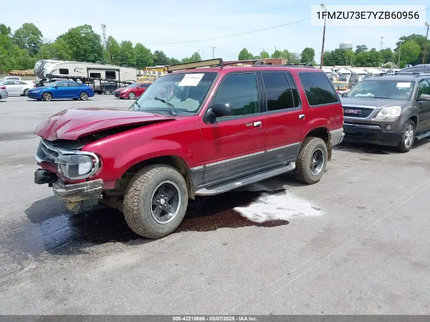 2000 Ford Explorer Xlt VIN: 1FMZU73E7YZB60956 Lot: 42218666