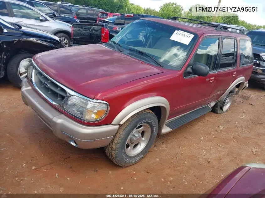 2000 Ford Explorer Eddie Bauer VIN: 1FMZU74E1YZA95651 Lot: 42255311