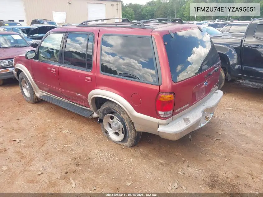 2000 Ford Explorer Eddie Bauer VIN: 1FMZU74E1YZA95651 Lot: 42255311