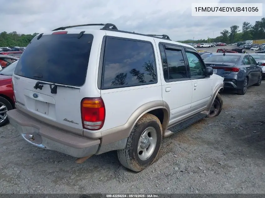 2000 Ford Explorer Eddie Bauer VIN: 1FMDU74E0YUB41056 Lot: 42258224