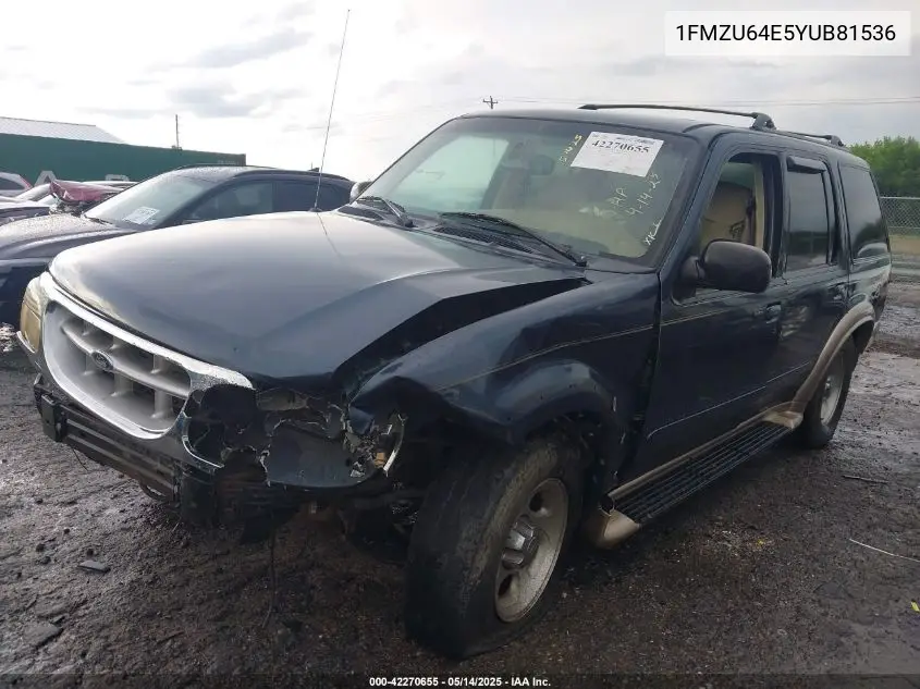 2000 Ford Explorer Eddie Bauer VIN: 1FMZU64E5YUB81536 Lot: 42270655