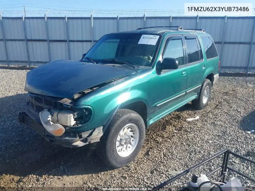 2000 Ford Explorer Xls VIN: 1FMZU62X3YUB73486 Lot: 42542833