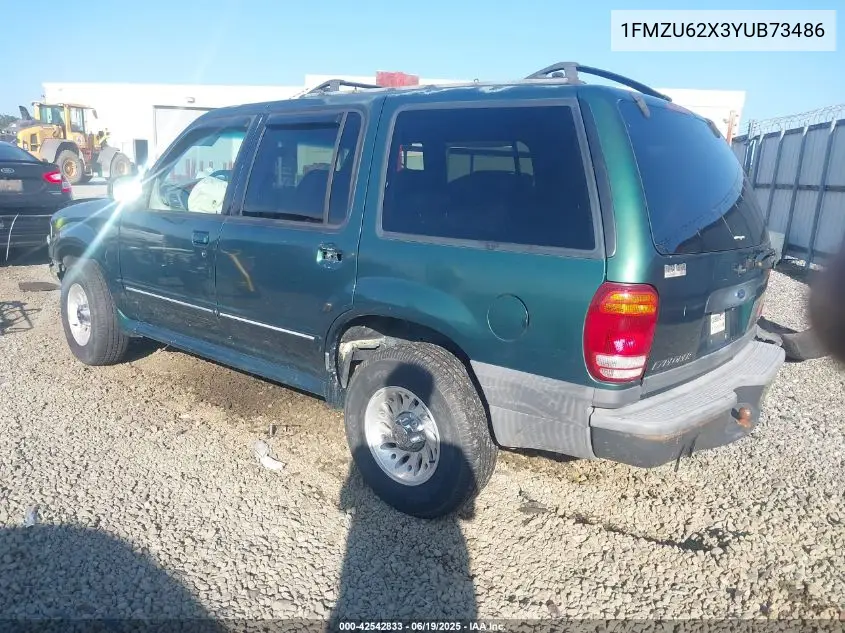 2000 Ford Explorer Xls VIN: 1FMZU62X3YUB73486 Lot: 42542833