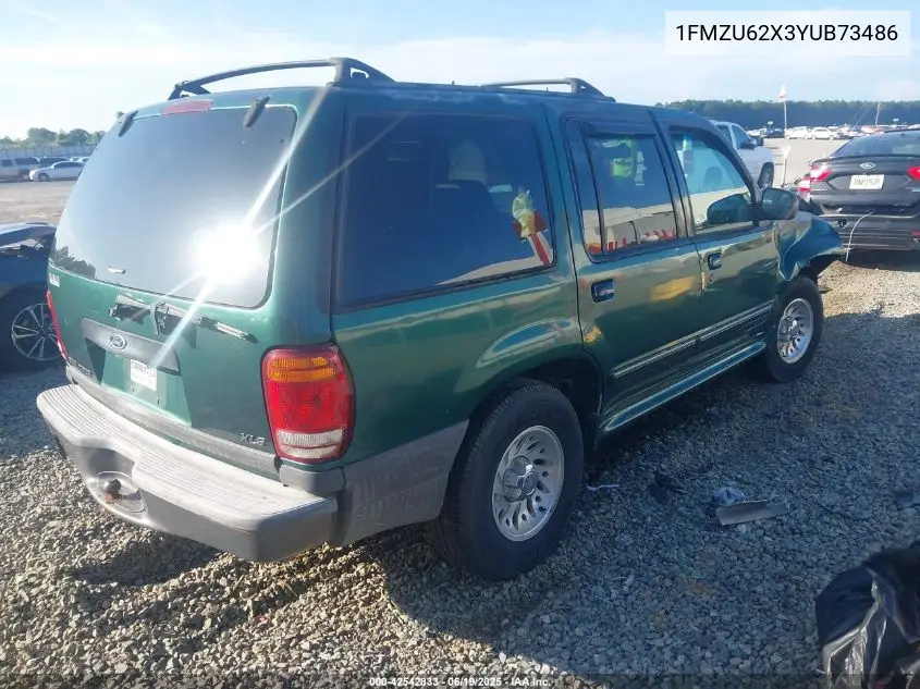 2000 Ford Explorer Xls VIN: 1FMZU62X3YUB73486 Lot: 42542833