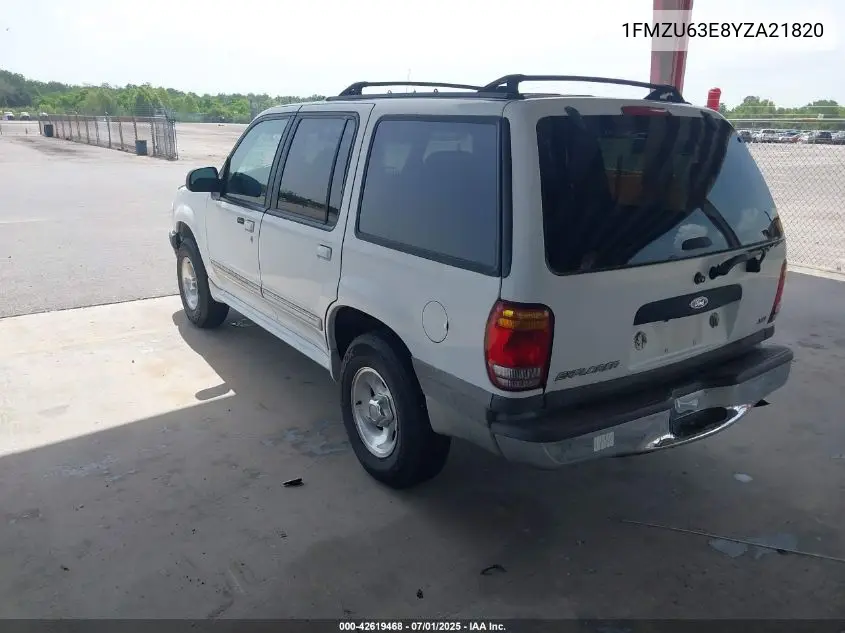 2000 Ford Explorer Xlt VIN: 1FMZU63E8YZA21820 Lot: 42619468