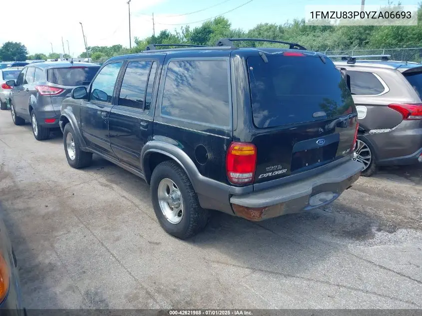 2000 Ford Explorer Xlt VIN: 1FMZU83P0YZA06693 Lot: 42621988
