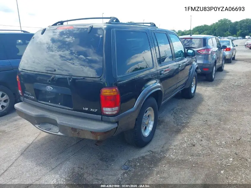2000 Ford Explorer Xlt VIN: 1FMZU83P0YZA06693 Lot: 42621988