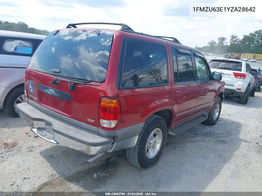 2000 Ford Explorer Xlt VIN: 1FMZU63E1YZA28642 Lot: 42662798