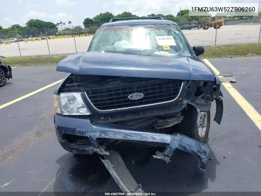 2002 Ford Explorer Xlt VIN: 1FMZU63W52ZB06260 Lot: 42627094