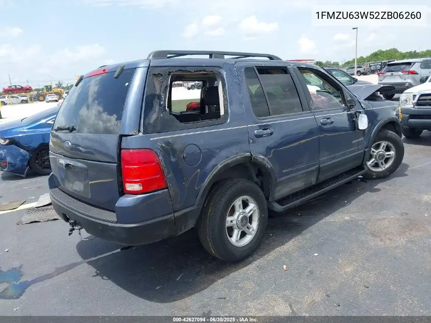 2002 Ford Explorer Xlt VIN: 1FMZU63W52ZB06260 Lot: 42627094