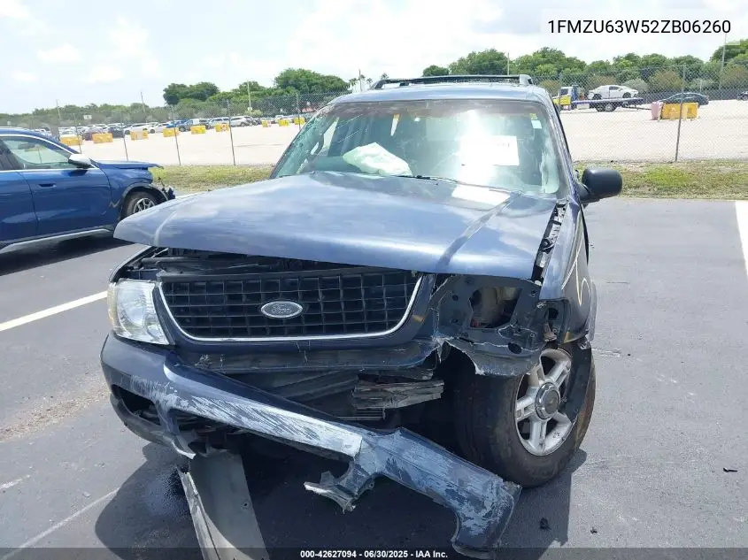 2002 Ford Explorer Xlt VIN: 1FMZU63W52ZB06260 Lot: 42627094