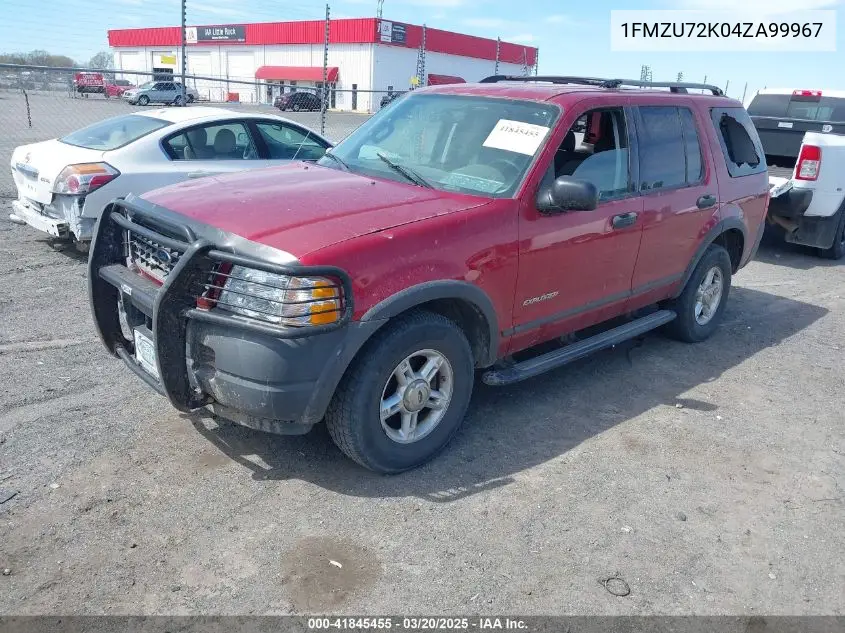 2004 Ford Explorer Xls VIN: 1FMZU72K04ZA99967 Lot: 41845455