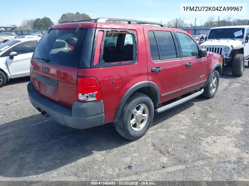 2004 Ford Explorer Xls VIN: 1FMZU72K04ZA99967 Lot: 41845455