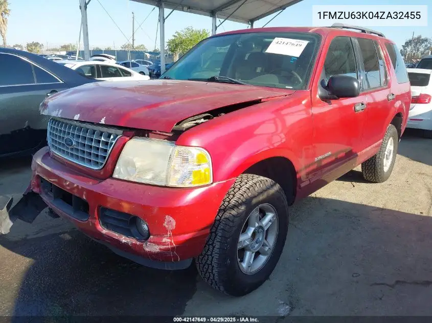 2004 Ford Explorer Xlt VIN: 1FMZU63K04ZA32455 Lot: 42147649