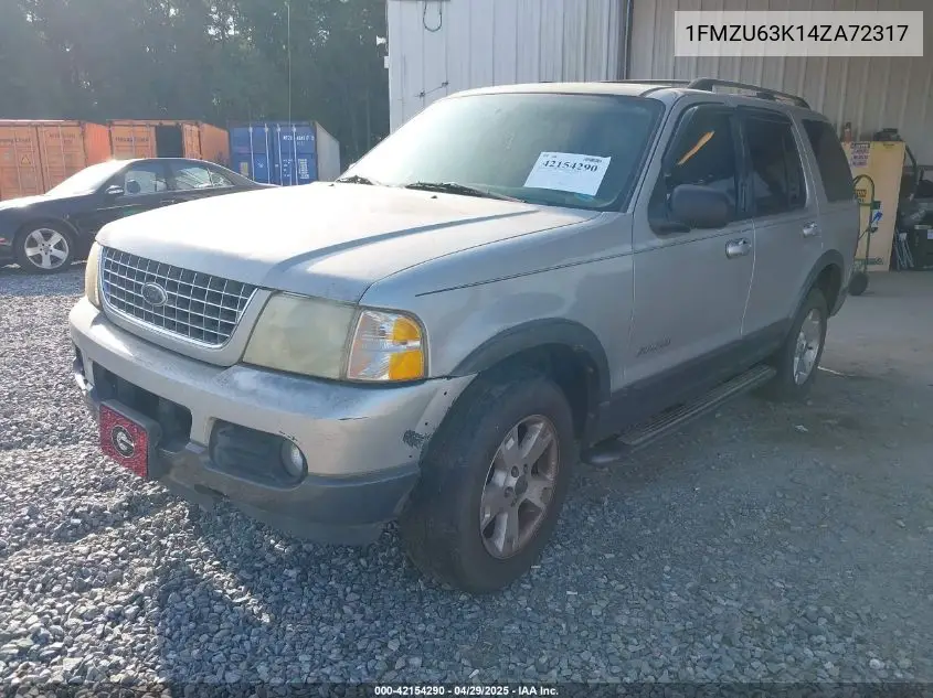 2004 Ford Explorer Xlt VIN: 1FMZU63K14ZA72317 Lot: 42154290