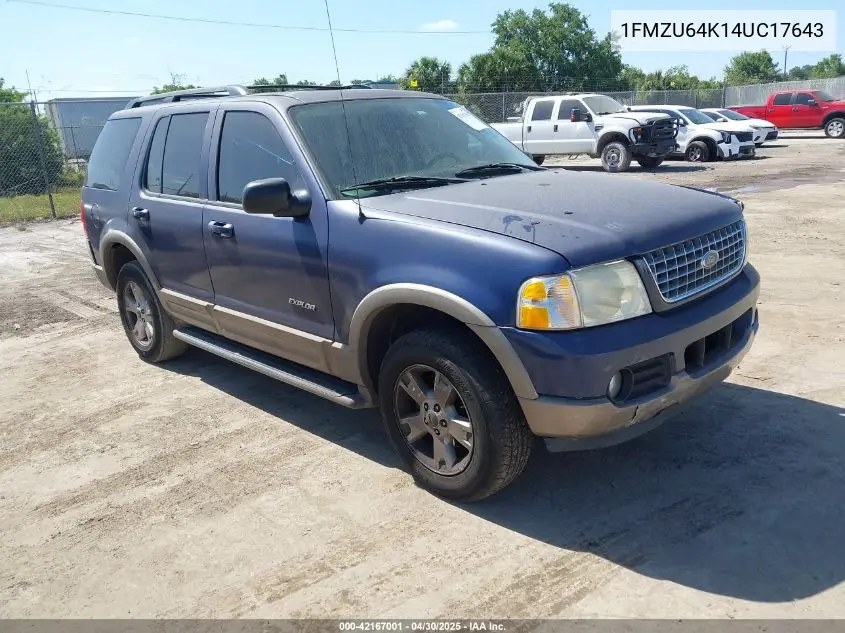2004 Ford Explorer Eddie Bauer VIN: 1FMZU64K14UC17643 Lot: 42167001
