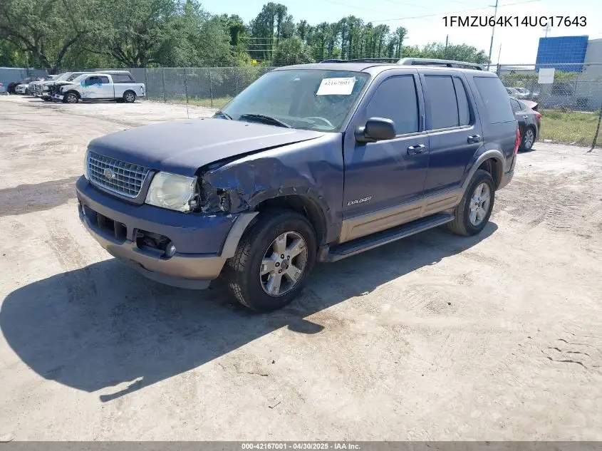 2004 Ford Explorer Eddie Bauer VIN: 1FMZU64K14UC17643 Lot: 42167001