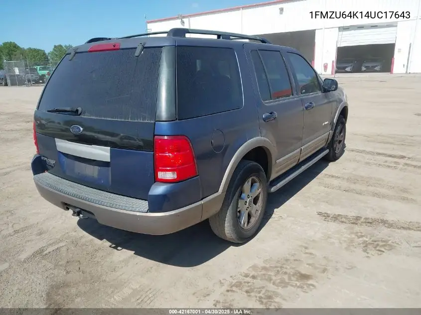 2004 Ford Explorer Eddie Bauer VIN: 1FMZU64K14UC17643 Lot: 42167001