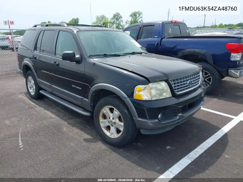 2004 Ford Explorer Xlt VIN: 1FMDU63K54ZA48760 Lot: 42168945
