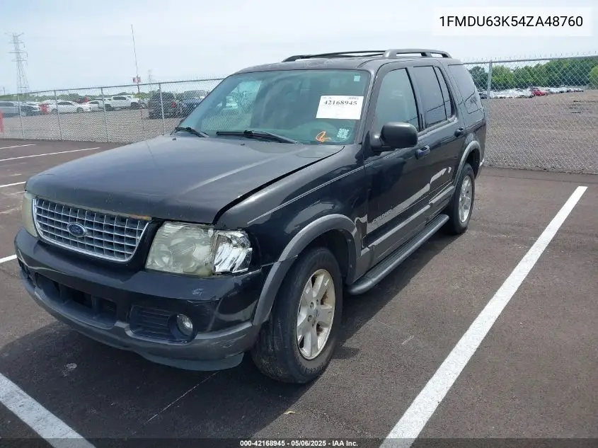 2004 Ford Explorer Xlt VIN: 1FMDU63K54ZA48760 Lot: 42168945