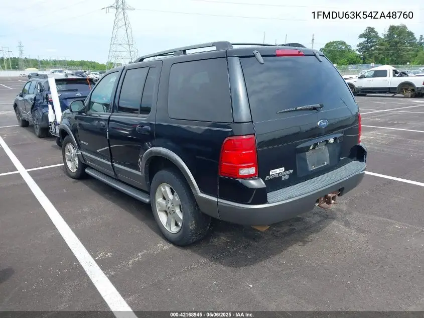 2004 Ford Explorer Xlt VIN: 1FMDU63K54ZA48760 Lot: 42168945