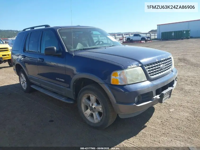 2004 Ford Explorer Xlt VIN: 1FMZU63K24ZA86906 Lot: 42177900