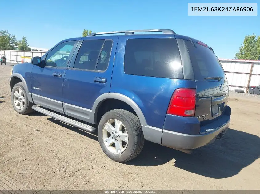 2004 Ford Explorer Xlt VIN: 1FMZU63K24ZA86906 Lot: 42177900