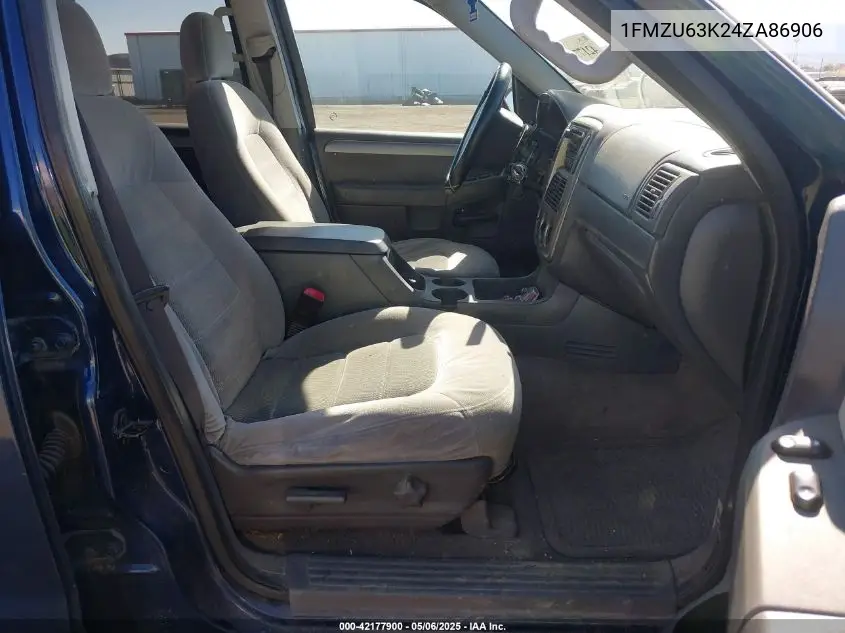 2004 Ford Explorer Xlt VIN: 1FMZU63K24ZA86906 Lot: 42177900