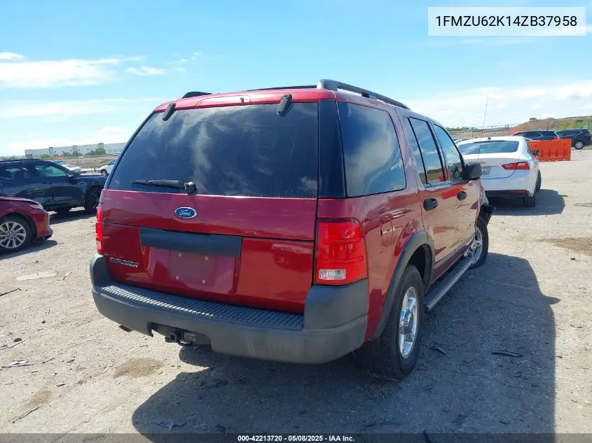 2004 Ford Explorer Xls VIN: 1FMZU62K14ZB37958 Lot: 42213720