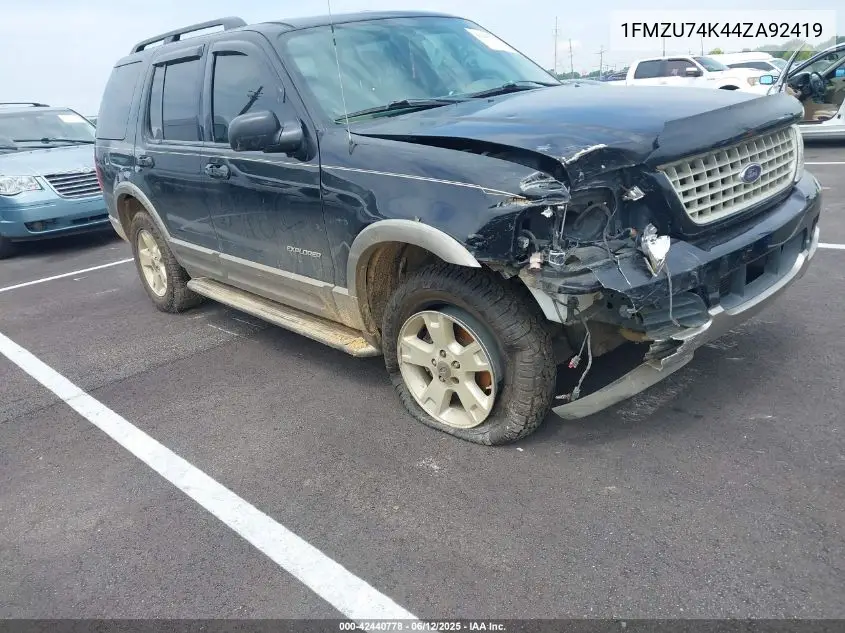 2004 Ford Explorer Eddie Bauer VIN: 1FMZU74K44ZA92419 Lot: 42440778