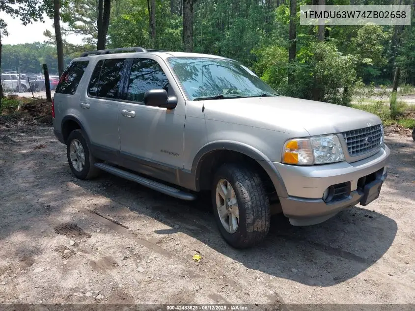 2004 Ford Explorer Xlt VIN: 1FMDU63W74ZB02658 Lot: 42483625